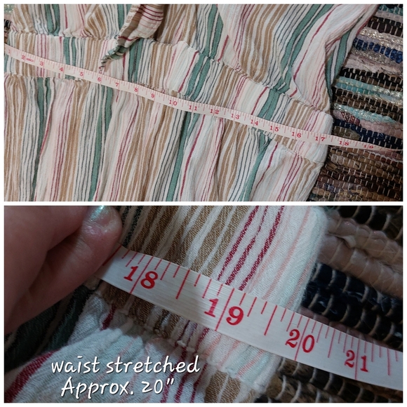 Loft Beach White Colorful Striped Open Tie Front Short Sleeve Casual Jumpsuit - Picture 12 of 12